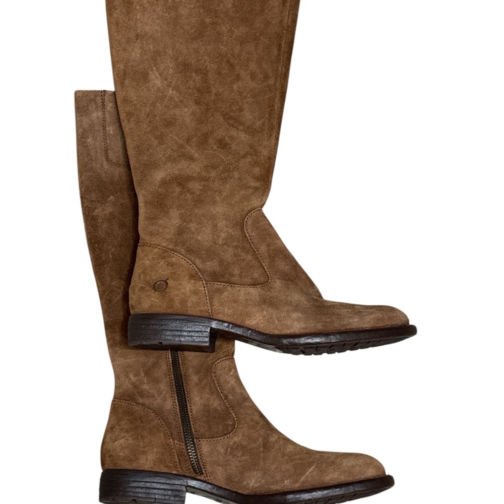 NWT Born Tan Suede Leather Boots with Zipper sz 6m Perfect Fall - Picture 16 of 16
